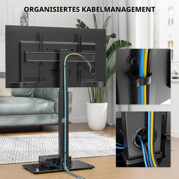 BONTEC TV Ständer Standfuss Fernsehstand für 30-70 Zoll Flach & Curved Fernseher bis zu 40 kg, Schwe