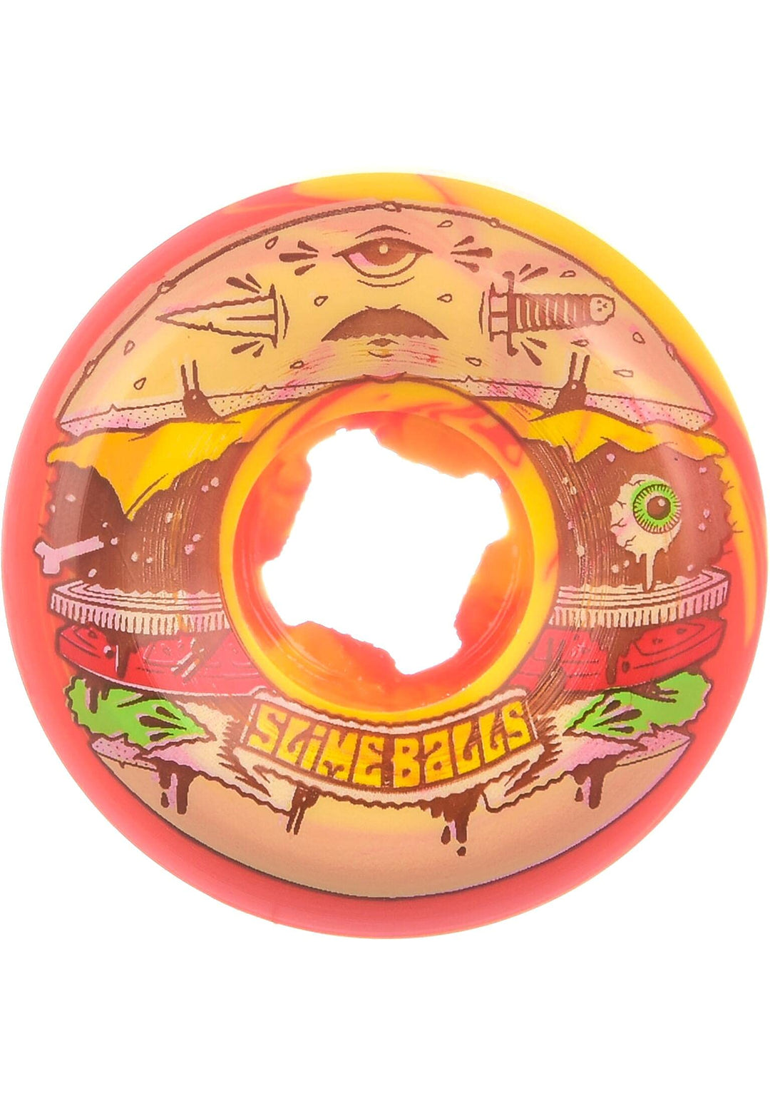 Slime Balls Skateboard Wheels Jeremy Fish Burger Speed Balls 56 mm 99A rot gelb
