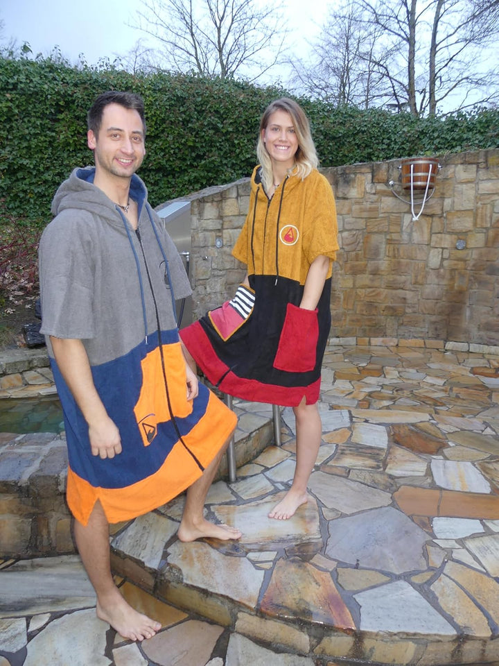 WAVE HAWAII Shany ZIP Surfponcho für Körpergrössen von 170-200 cm aus 100% ÖKO Baumwolle Umkleidehil