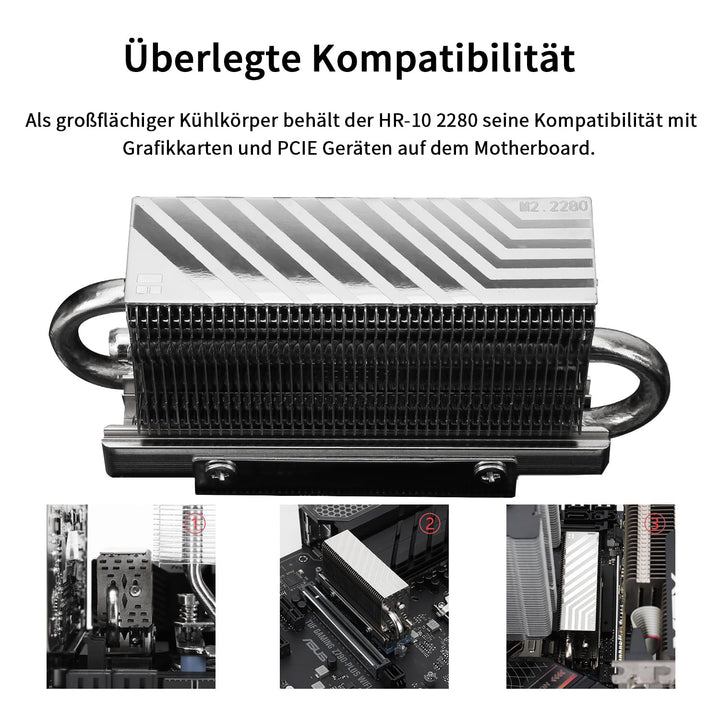 Thermalright HR10 2280 SSD Cooler,2280 SSD Heatsink Kühlung,Doppelseitiger Kühlkörper,2 Heatpipes, M