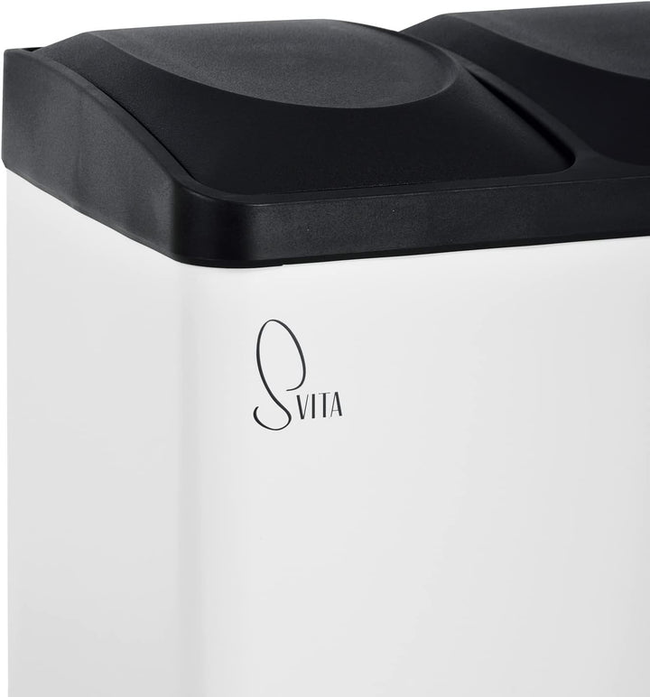 SVITA TC3X15 Treteimer Pulverbeschichteter Stahl 45 L Weiss 3X15 L dreifach Abfalleimer 3er-Mülleime