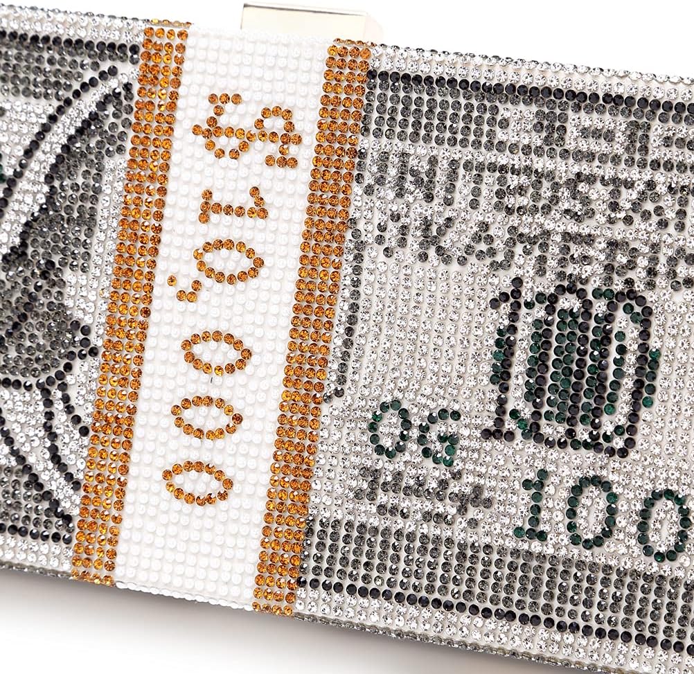 Covelin Dollar Clutch börse für Frauen Strass Abendhandtasche tasche, Grau (grau), Small, Grau