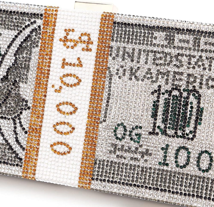 Covelin Dollar Clutch börse für Frauen Strass Abendhandtasche tasche, Grau (grau), Small, Grau