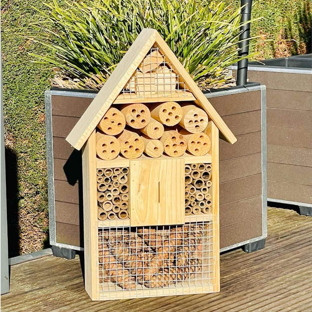 DARLUX Holz Umweltfreundliches Insektenhotel M Wildbienen-Nisthilfe 49x24x8 cm (HxBxT) Insektenhaus,