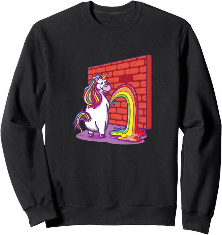 Einhorn pinkelt Regenbogen Sweatshirt