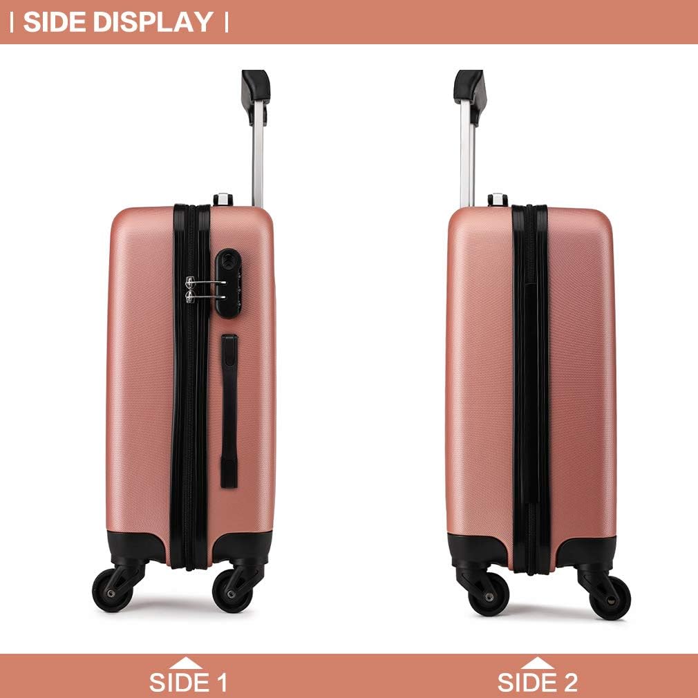 KONO Koffer Reisekoffer Gross Trolley Hartschale ABS Gepäck 4 Rollen Spinner Rollenkoffer (Nude, Gro