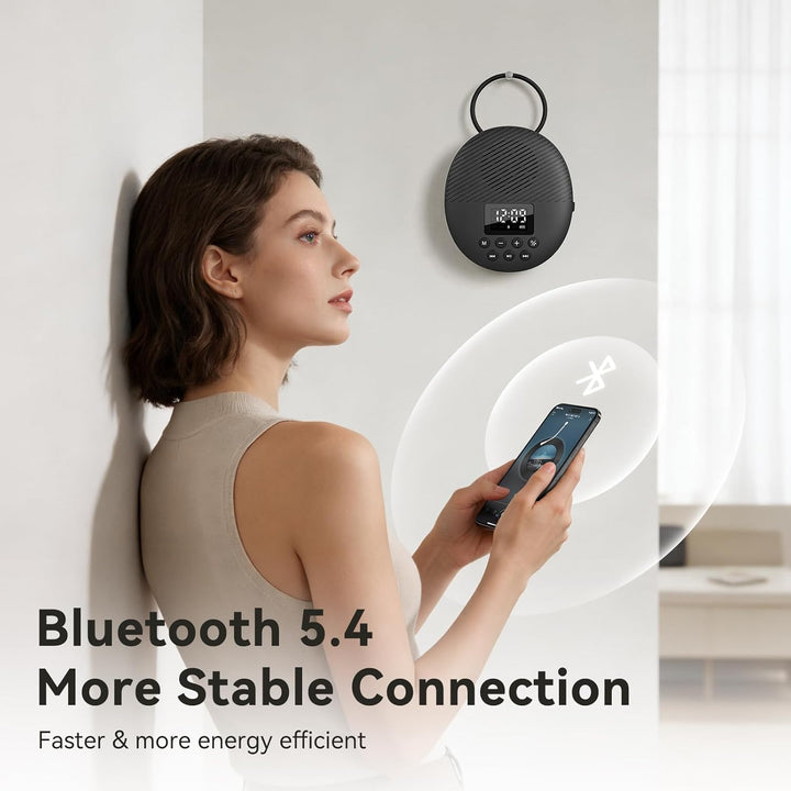 AGPTEK Bluetooth Lautsprecher Tragbare Mini Musikbox Bluetooth 5.4 mit LED Anzeige, FM-Radio & Wecke