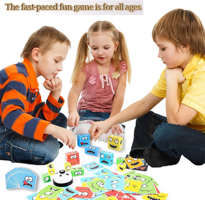 Holz-Ausdruck Spielzeug Würfelpuzzle, Interaktives Holzwürfel Spiel Puzzle Bauwürfel, Holzspiel Gese