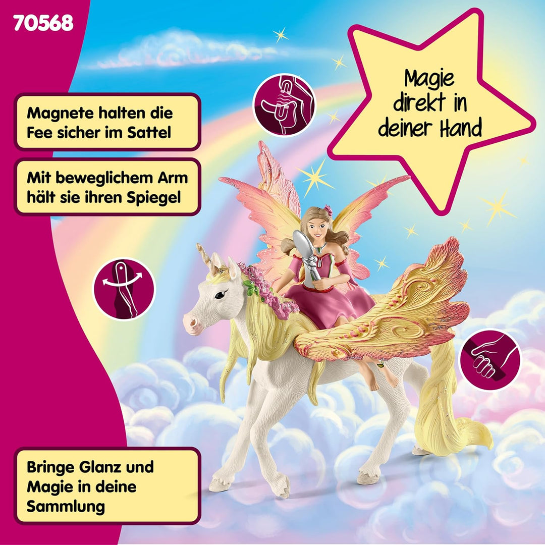 schleich BAYALA 70568 Fee Feya und Einhorn Pegasus Spielset, Magisches Fantasie Einhorn mit Flügel u