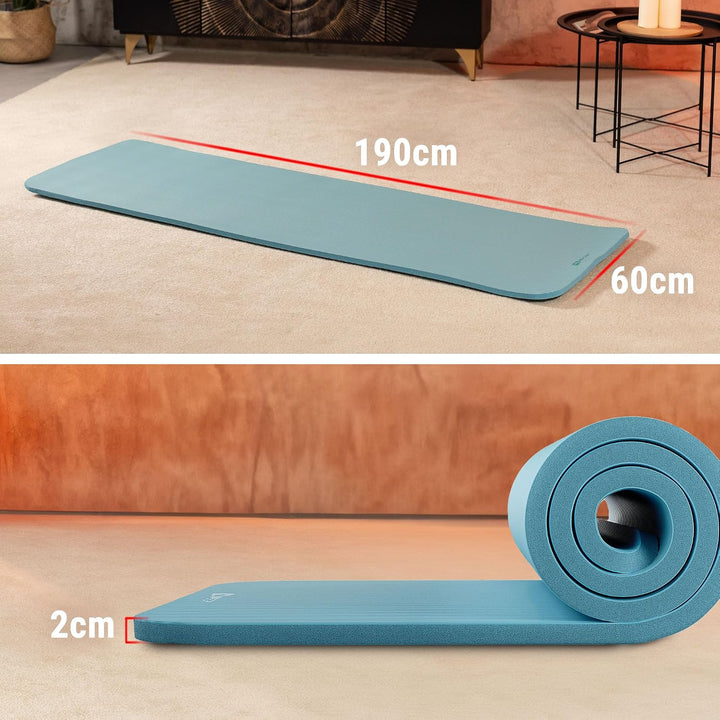 Hop-Sport Gymnastikmatte 190 x 60 cm x 2 cm, Sportmatte - gelenkschonend &amp; rutschfest, Fitnessmatte