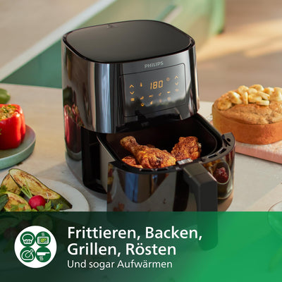 Philips Essential Airfryer – 4.1L, Fritteuse ohne Öl, Rapid Air Heisslufttechnologie, NutriU App mit