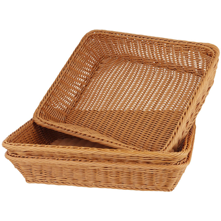 KEILEOHO 3 Stück 40 x 30 x 8cm Brotkorb Rechteckig, Brotkörbchen Plastik, Kunstoff Servierkorb Ratta