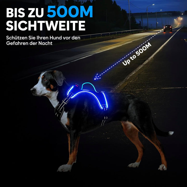 Hundegeschirr Leuchtend Wiederaufladbares Leuchtgeschirr für Hunde Led Beleuchtetes Hundegeschirr fü