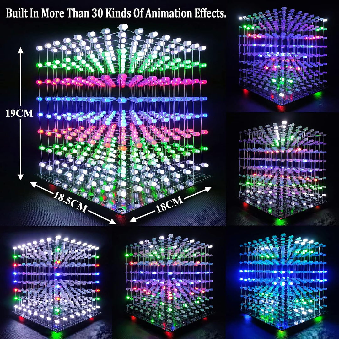 8x8x8 Led Cube Kit Led Löt Bausatz 8x8x8 DIY Elektronik Bausatz Schweissprojekt-Kit (3D8C-MULTI4)