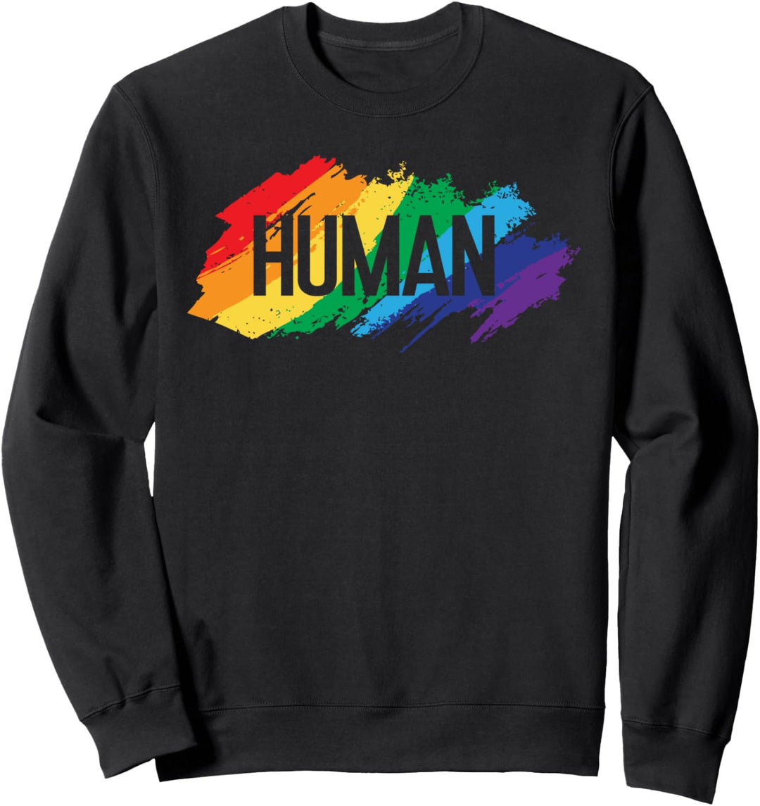 Human | Regenbogen Lesben Lustiges Pride Month Sweatshirt