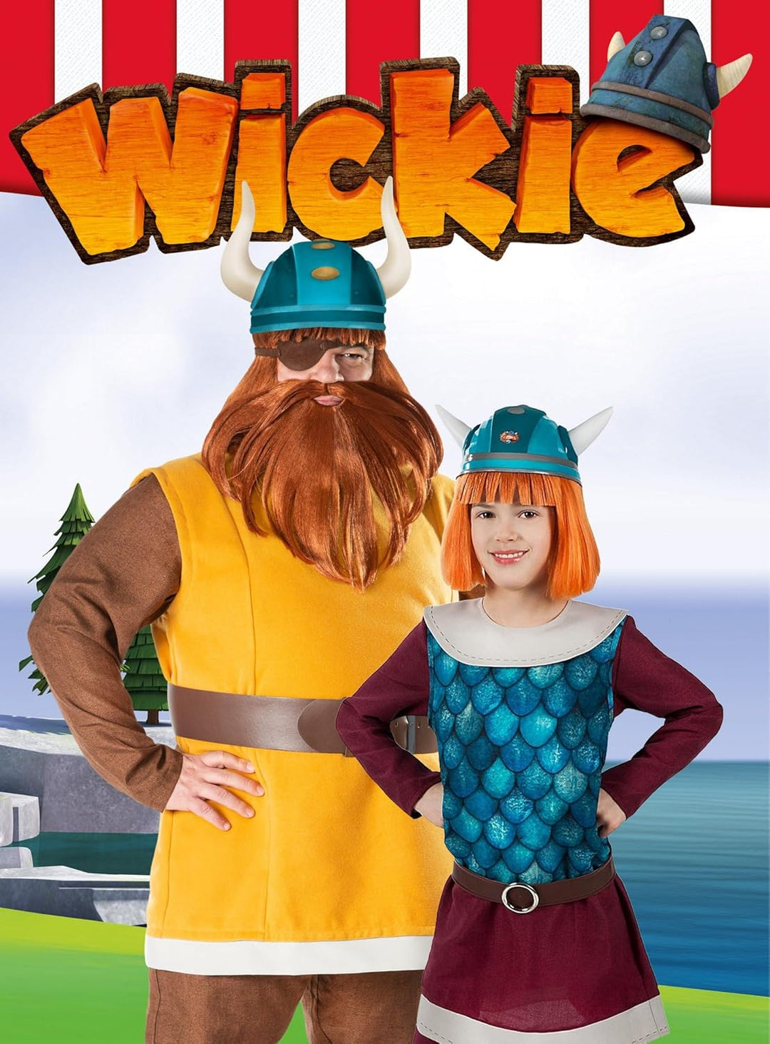 Maskworld Wickie der schlaue Wikinger-Junge - Kinder-Kostüm 4- oder 6-teilig, optional Perücke & Hel
