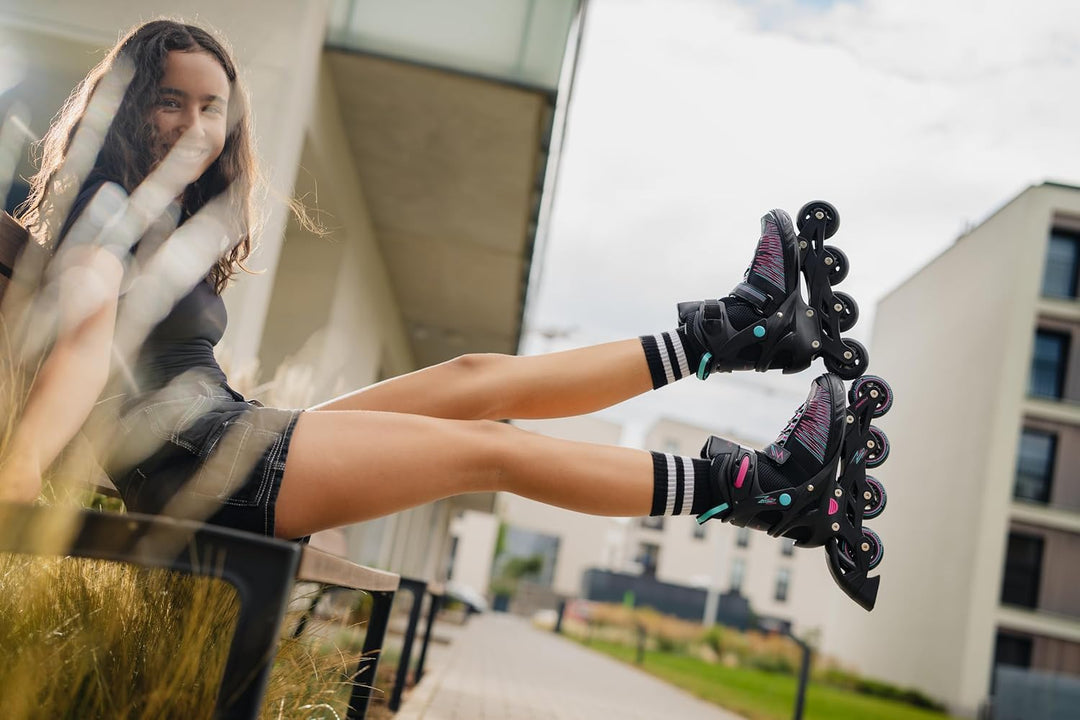 RAVEN Inline Skates Inliner für Kinder Erwachsene Mädchen Damen verstellbar 38-42 (25cm-27,5cm) Allu