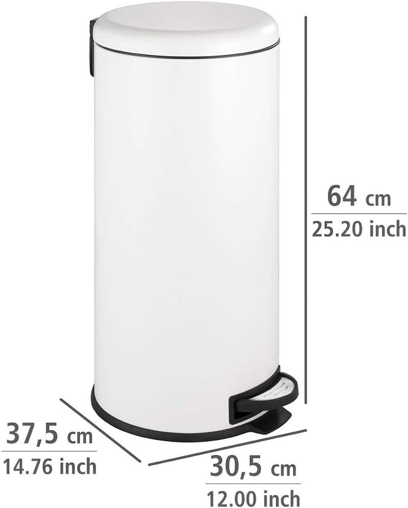 WENKO Küchen Abfalleimer Leman, 30 Liter, Mülleimer mit Absenkautomatik, Tretfunktion, herausnehmbar