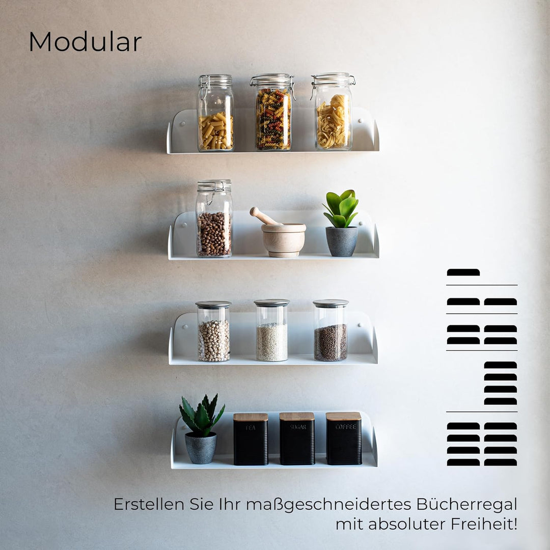 MILUKA Wandregal Weiss 60 cm | Bücherregal Wand | Bücher Regal Hängend | Floating Bookshelf als Schw