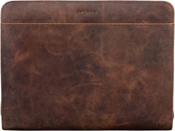 STILORD 'Massimo' Grosse Dokumentenmappe Leder Vintage Schreibmappe Konferenzmappe DIN A4 13,3 Zoll