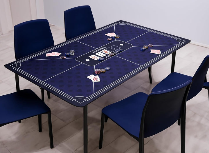 Engelhart - 320995 - Pokermatte, blau, rutschfeste Spielfläche, 140 cm x 80 cm, Dicke: 3 mm, Bedruck
