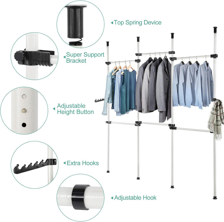 Yosoo Health Gear Begehbarer Kleiderschrank System, Teleskop Kleiderstange, Offener Kleiderschrank S