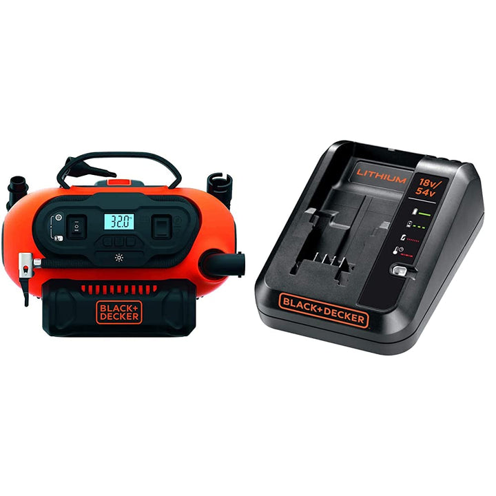 Black+Decker BDCINF18N-QS 11.0 Bar Kompressor/Luftpumpe (mögliche Stromquelle: 12V-/230V-Anschluss o