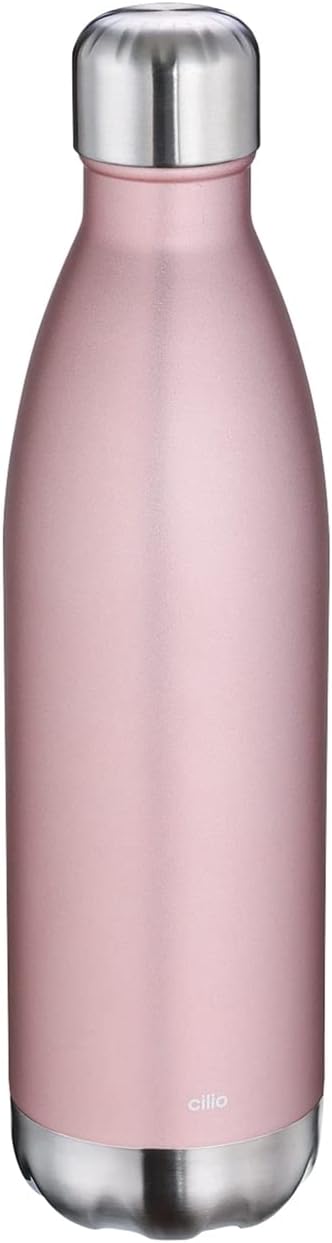 cilio Trinkflasche Edelstahl | 750ml | roségold | auslaufsicher | Thermosflasche auch für kohlensäur