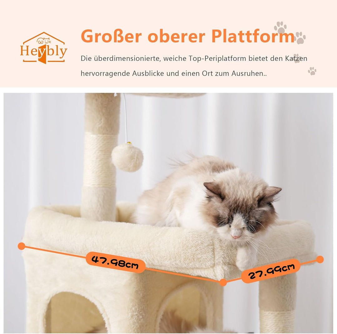 Heybly Kratzbaum, 178 cm Hoch, kratzsäule für Indoor Katzen, Mehrstöckiger Katzenkratzbaum mit 8 Kra