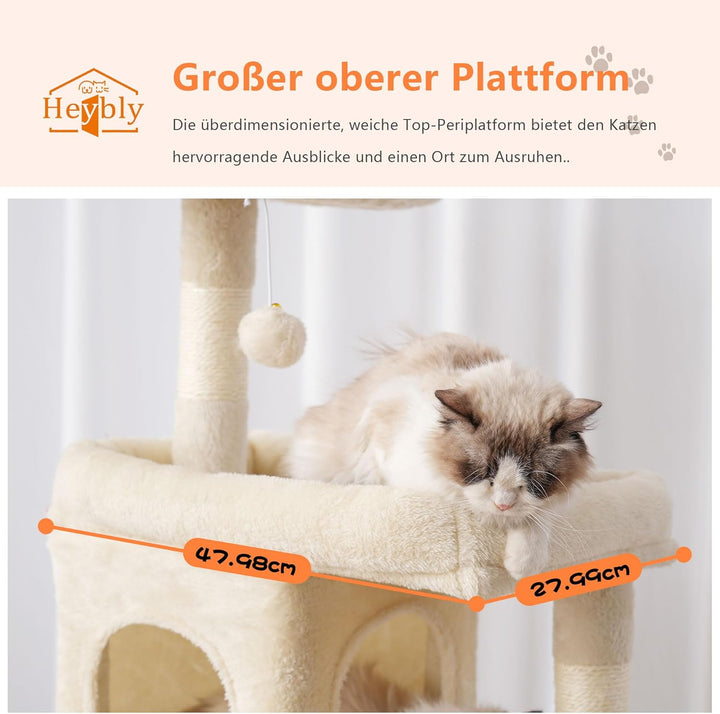 Heybly Kratzbaum, 178 cm Hoch, kratzsäule für Indoor Katzen, Mehrstöckiger Katzenkratzbaum mit 8 Kra