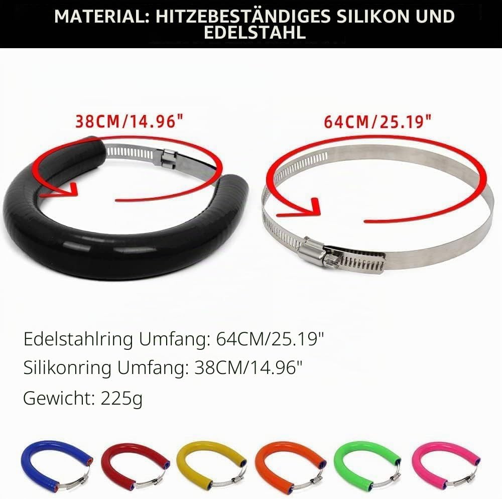 JFG RACING 64 cm/25,2" Motorrad Auspuff Schutzring,Universeller-Schwarz | Verstellbarer Auspuff Schu