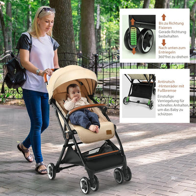 COSTWAY Kinderwagen einhand faltbar, Kinderbuggy mit verstellbare Rückenlehne & Verdeck, Reisebuggy