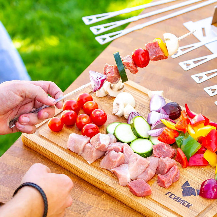Grillspiesse und Halterung im Set | 10- teilig | Grillzubehör für den FENNEK 2.0 aus Edelstahl | Mad