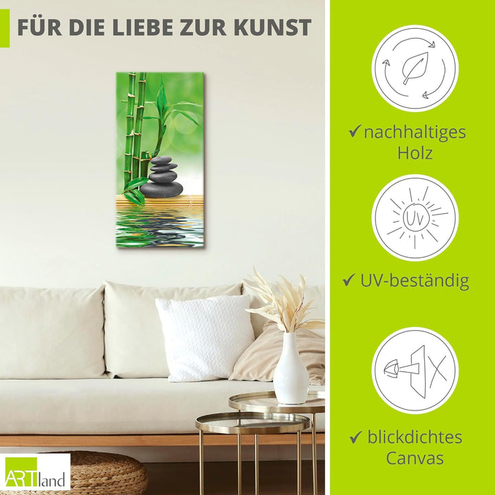 Artland Leinwandbild Wandbild Bild auf Leinwand 30x60 cm Wanddeko Zen Asien Asiatisch Wellness Spa B