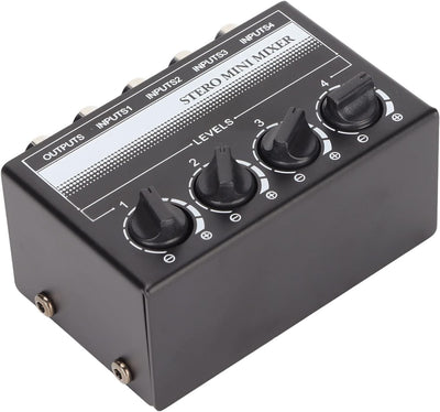 Annadue Ultra Low Noise 4-Kanal-Line-Mixer, Tragbarer Professioneller Stereo-Mixer, Audio-Mixer, Ide