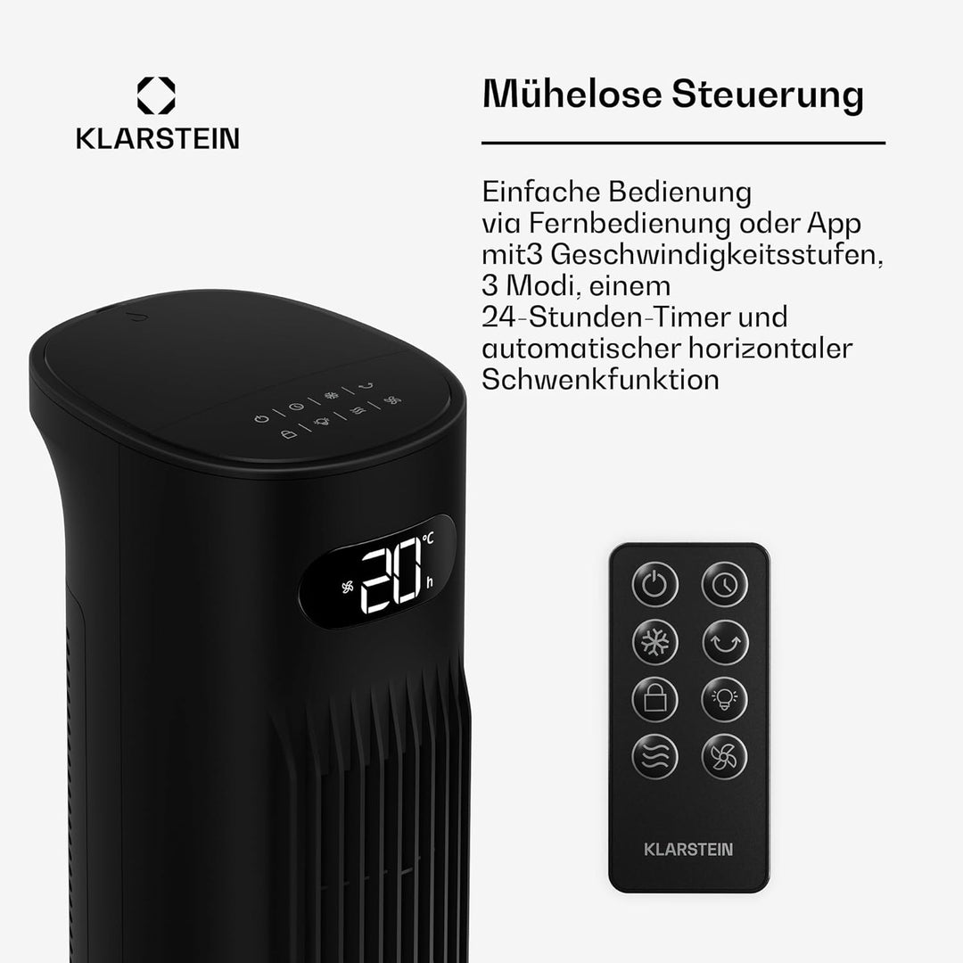 Klarstein Luftkühler mit Wasserkühlung, Verdunstungskühler, 5L Tank, App & Fernbedienung, Timer, Ion