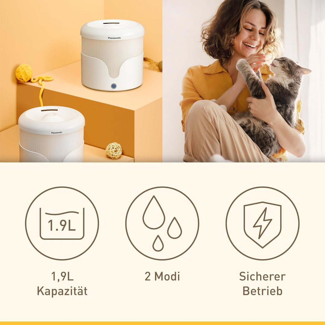 Panasonic CP-JNW01CW Trinkbrunnen für Haustiere, Wasserbrunnen für Katzen & kleine bis mittelgrosse