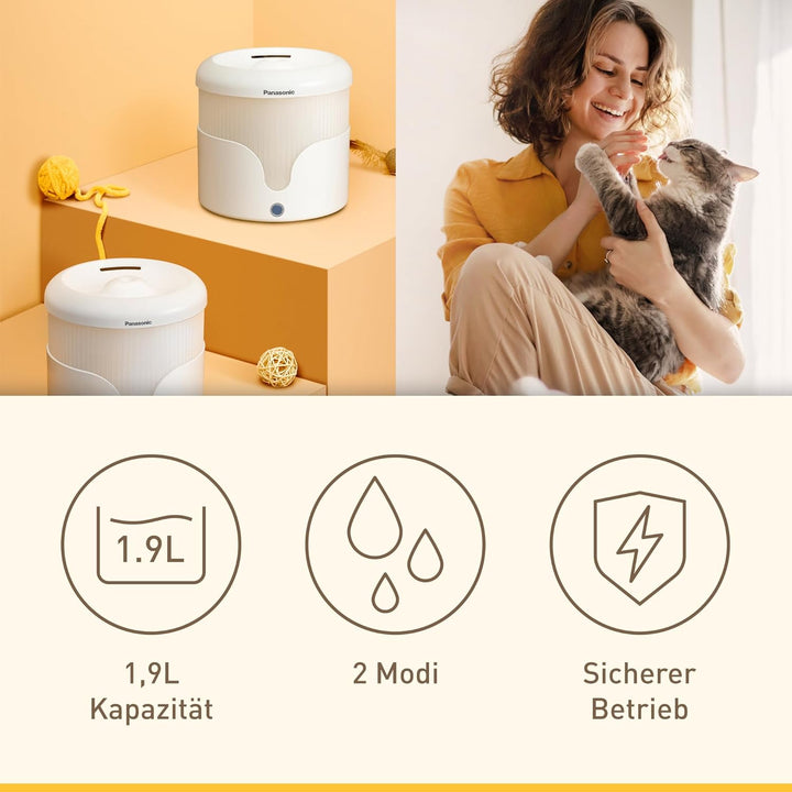 Panasonic CP-JNW01CW Trinkbrunnen für Haustiere, Wasserbrunnen für Katzen & kleine bis mittelgrosse