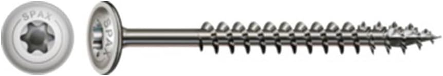 SPAX Holzbauschraube aus Edelstahl rostfrei A2, 6,0 x 80 mm, 100 Stück, T-STAR plus, Tellerkopf, Tei