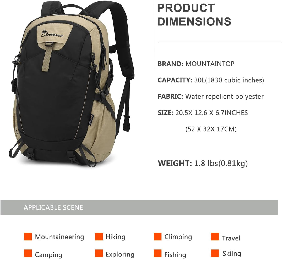 Mountaintop 30L/40L Wanderrucksack Herren Damen Daypack für Alltag und Outdoor, Tageswanderungen und