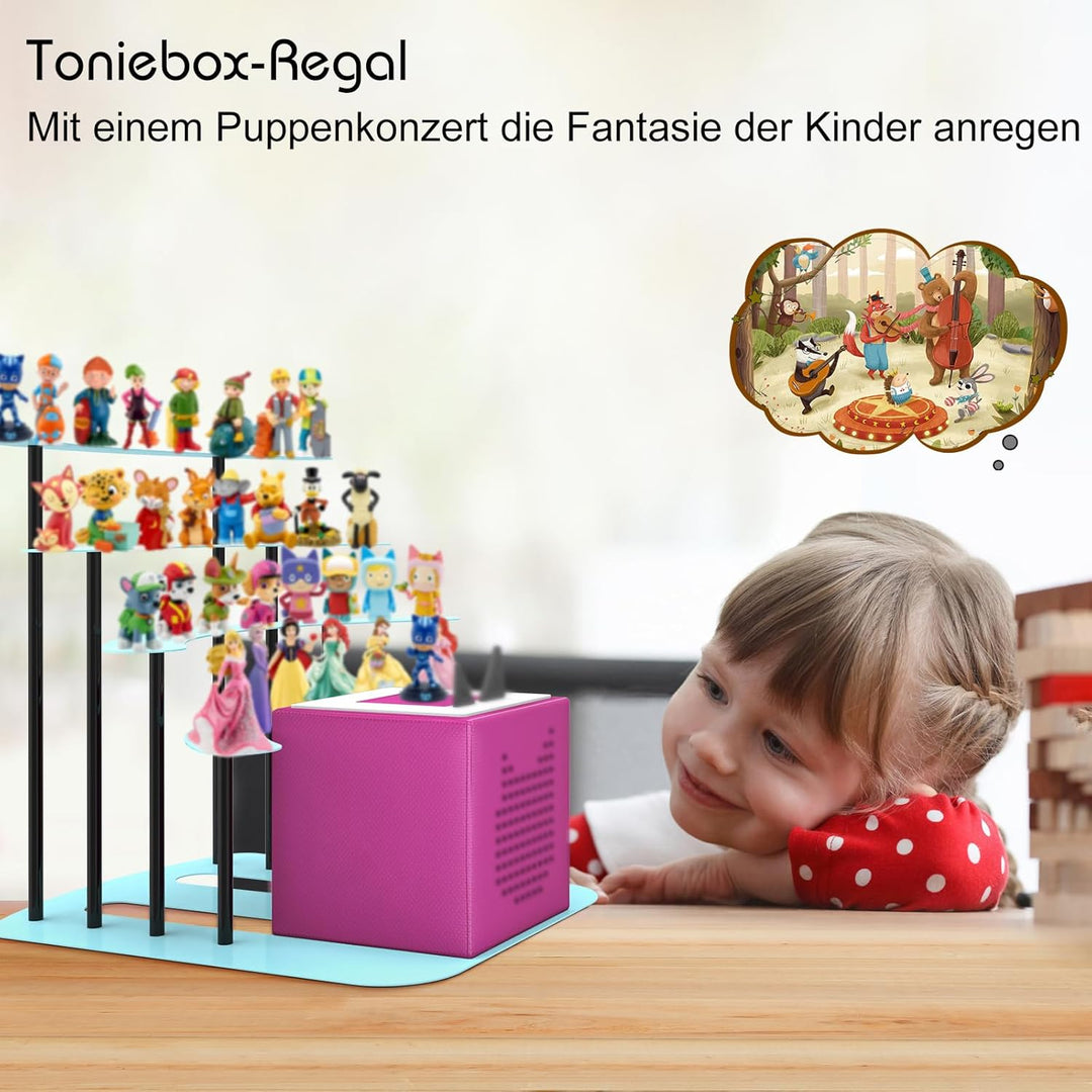 Regal für Tonie, Metall Display ständer für Toniebox，Aufbewahrungsregal für 30–40 Figuren , kinderzi
