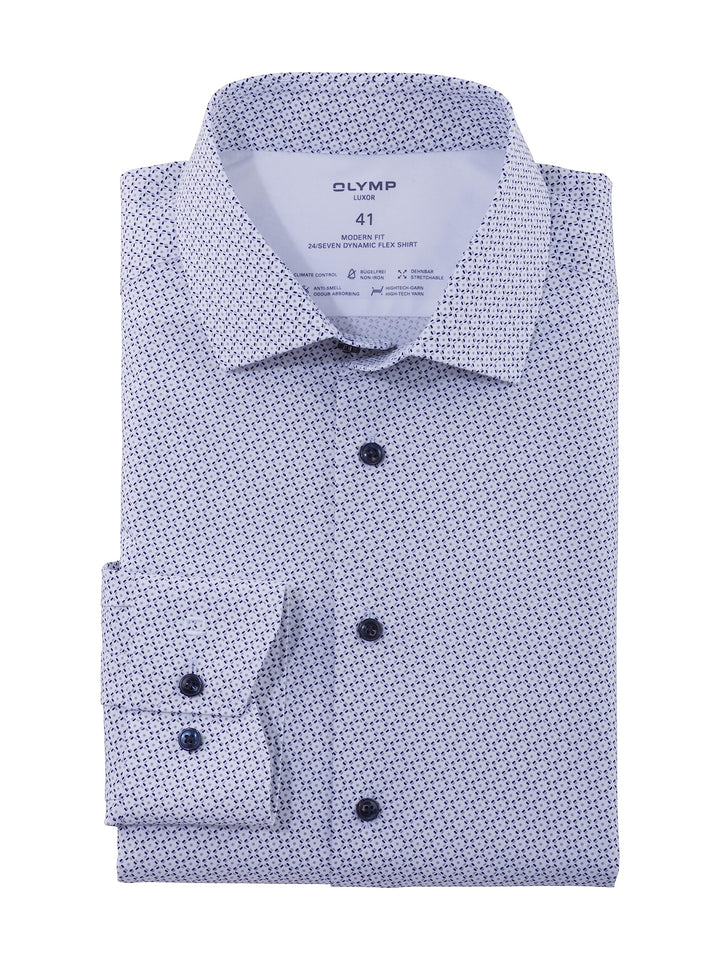 OLYMP Herren Businesshemd Langarm Luxor 24/Seven,modern fit,Global Kent 43 Taupe 23, 43 Taupe 23