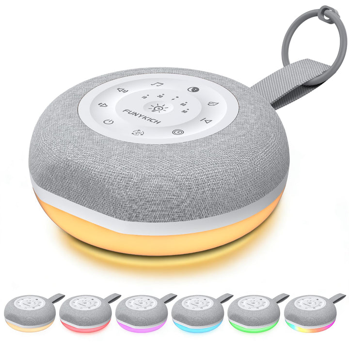 FUNYKICH White Noise Machine Baby, Weisses Rauschen Gerät mit Wireless Lautsprecher, 30 Klänge, 7 Bu