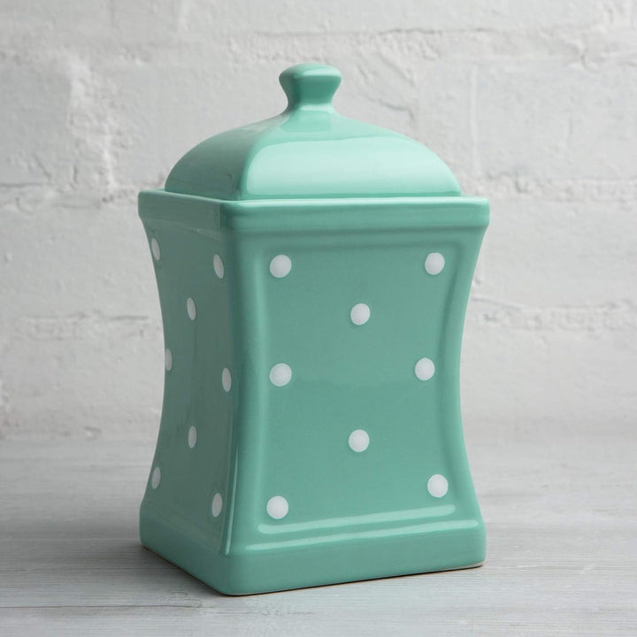 City to Cottage® - Keramik Behälter Küche 900 ml | Türkis und Weiss | Polka Dots | Handgemacht | Beh