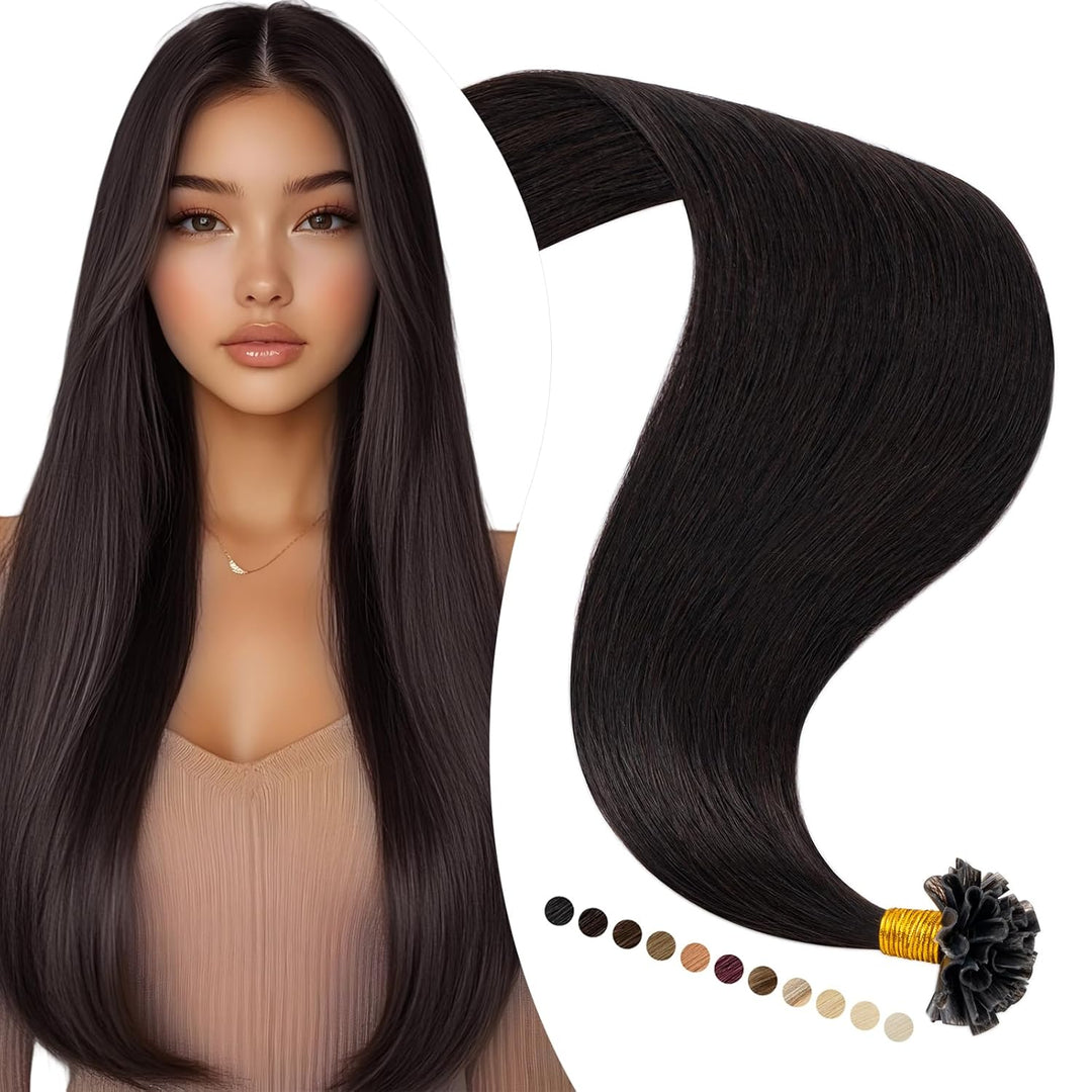 Elailite Bonding Extensions Echthaar Keratin U-Tip Haarverlängerung 100% Menschenhaar 1g/Strähne 18"