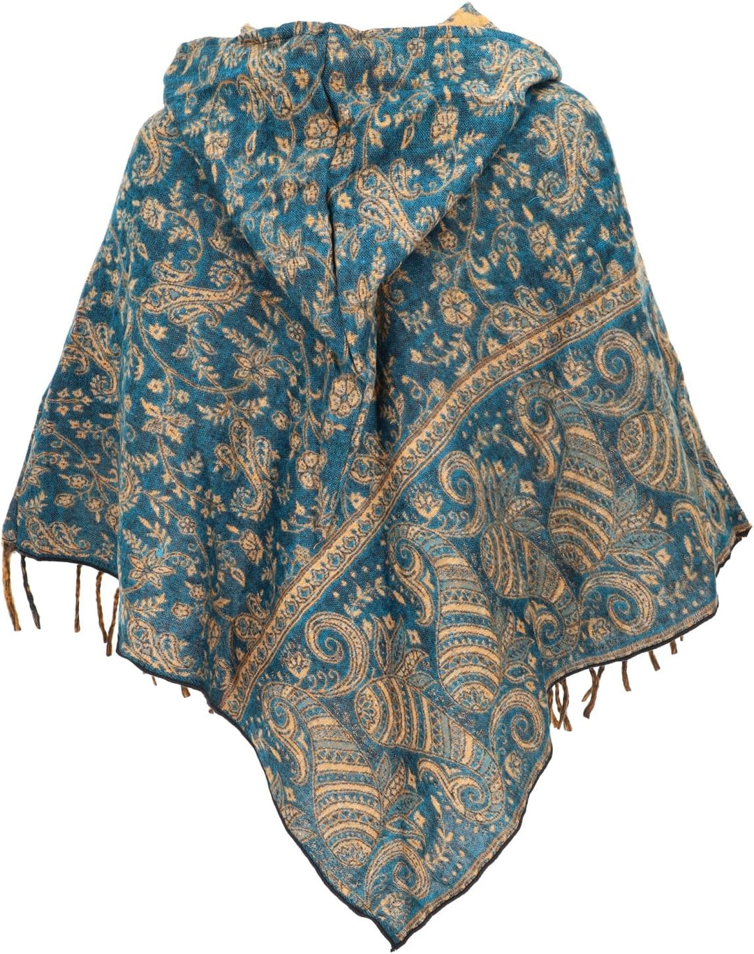 GURU SHOP Ethno, Hippie Poncho mit Langer Zipfelkapuze, Damen Petrol, Petrol