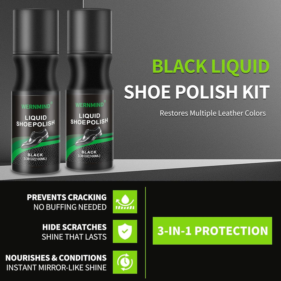 Schwarzes Schuhputzset 100 ml Sofort-Schuhputzset für Stiefel und Schuhe Leder pflegen und schützen