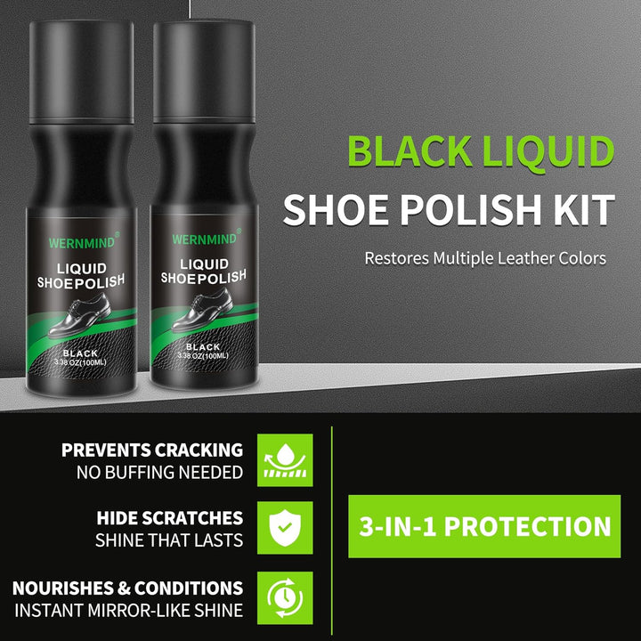 Schwarzes Schuhputzset 100 ml Sofort-Schuhputzset für Stiefel und Schuhe Leder pflegen und schützen