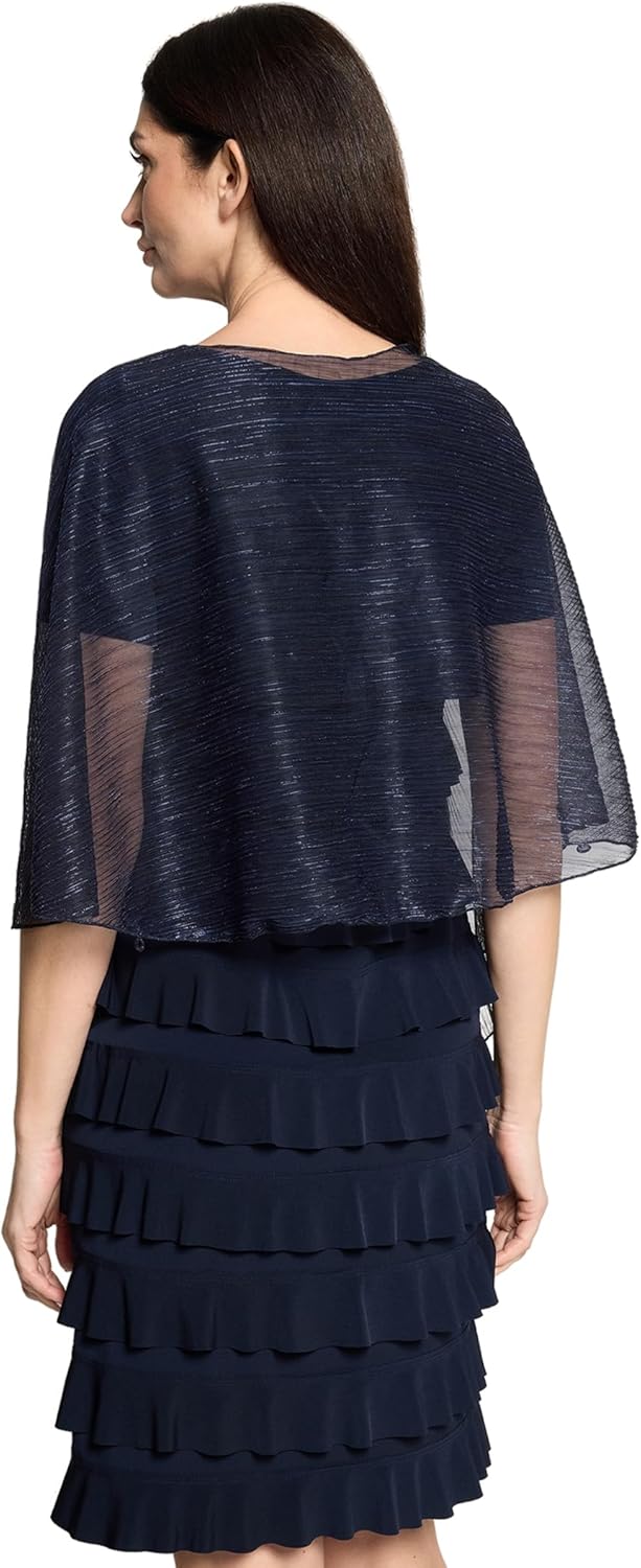 Vera Mont Damen Cape im Glitzer-Look Standard Einheitsgrösse Blue/Black, Standard Einheitsgrösse Blu