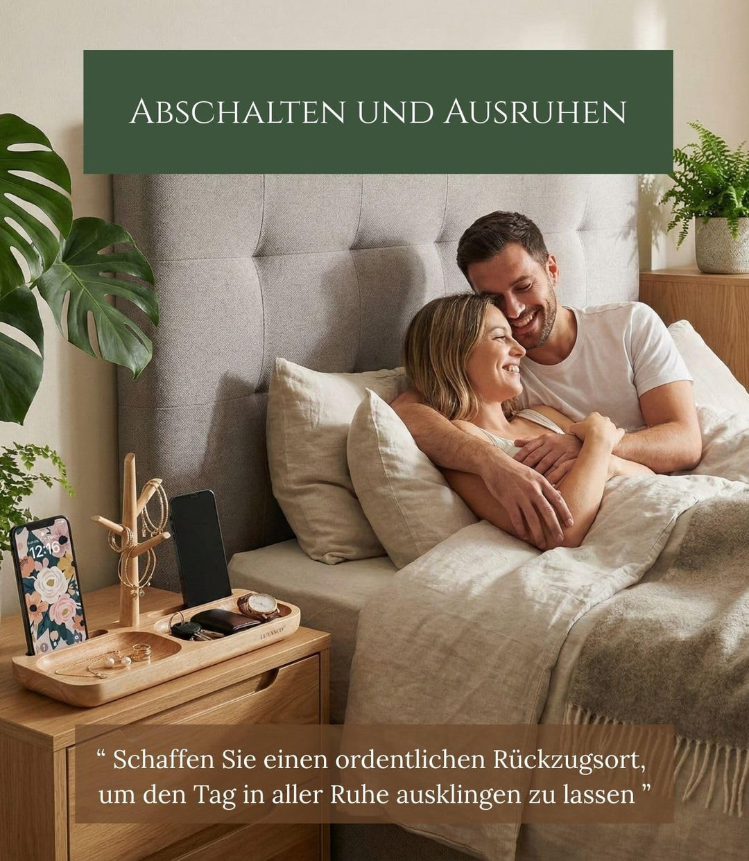 Schlüsselschale und Taschenleerer Holz mit 2 Fächern für Münzen, Uhren... Schlüsselkorb - Handyhalte